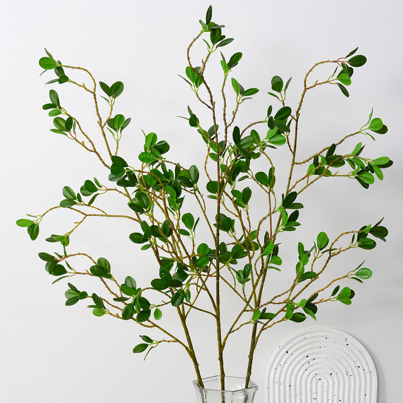 仿真植物 长枝短支米兰叶插花盆景 富贵榕 手感叶片假花工厂