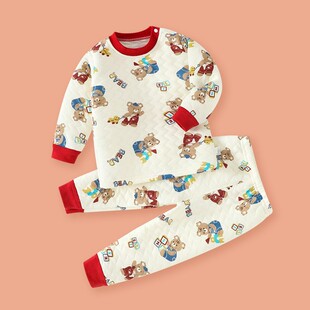 宝宝保暖内衣婴儿衣服新生儿夹棉秋衣秋裤外穿加厚儿童秋冬季套装