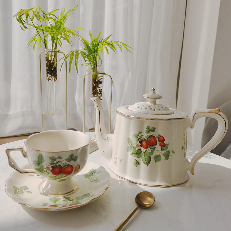 欧式复古咖啡杯套装杯碟陶瓷英式金边大茶杯法式餐厅酒吧杯子家用