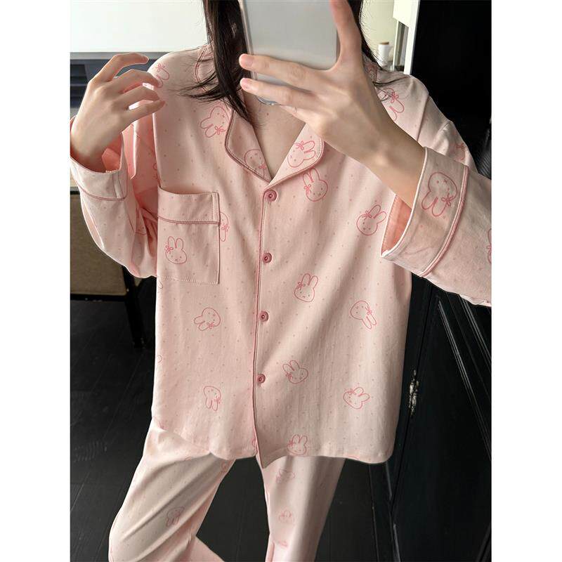 米菲兔睡衣女款2026新款春秋季纯棉长袖长裤宽松冬天全棉绸家居服