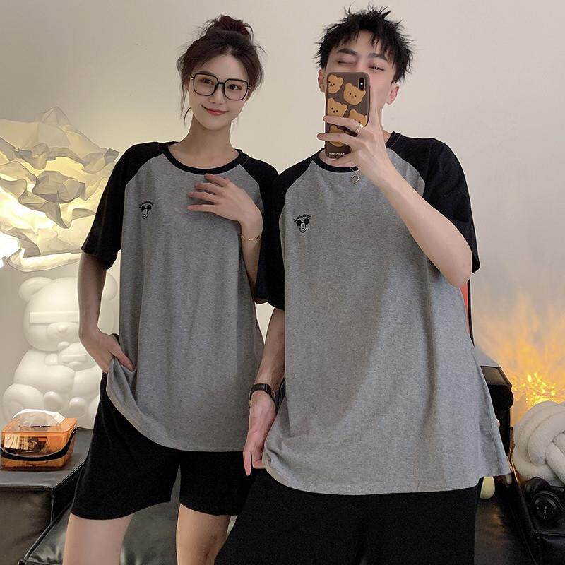 情侣睡衣男士春秋夏季薄款短袖短裤女纯棉布料100全棉家居服套装
