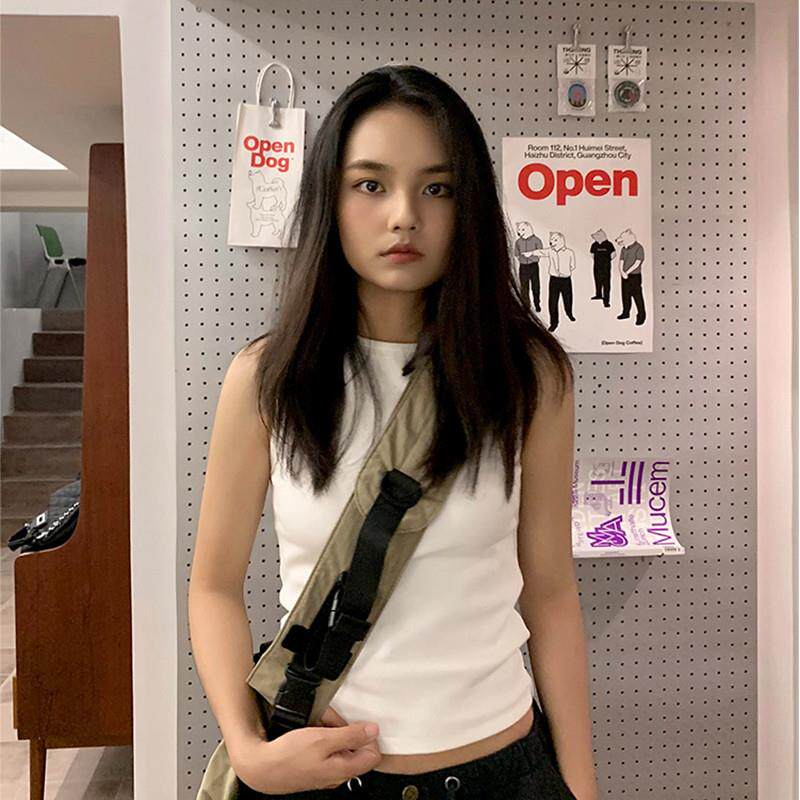 2024/美式复古纯棉工字吊带背心女无袖内搭 辣妹修身百搭打底上衣
