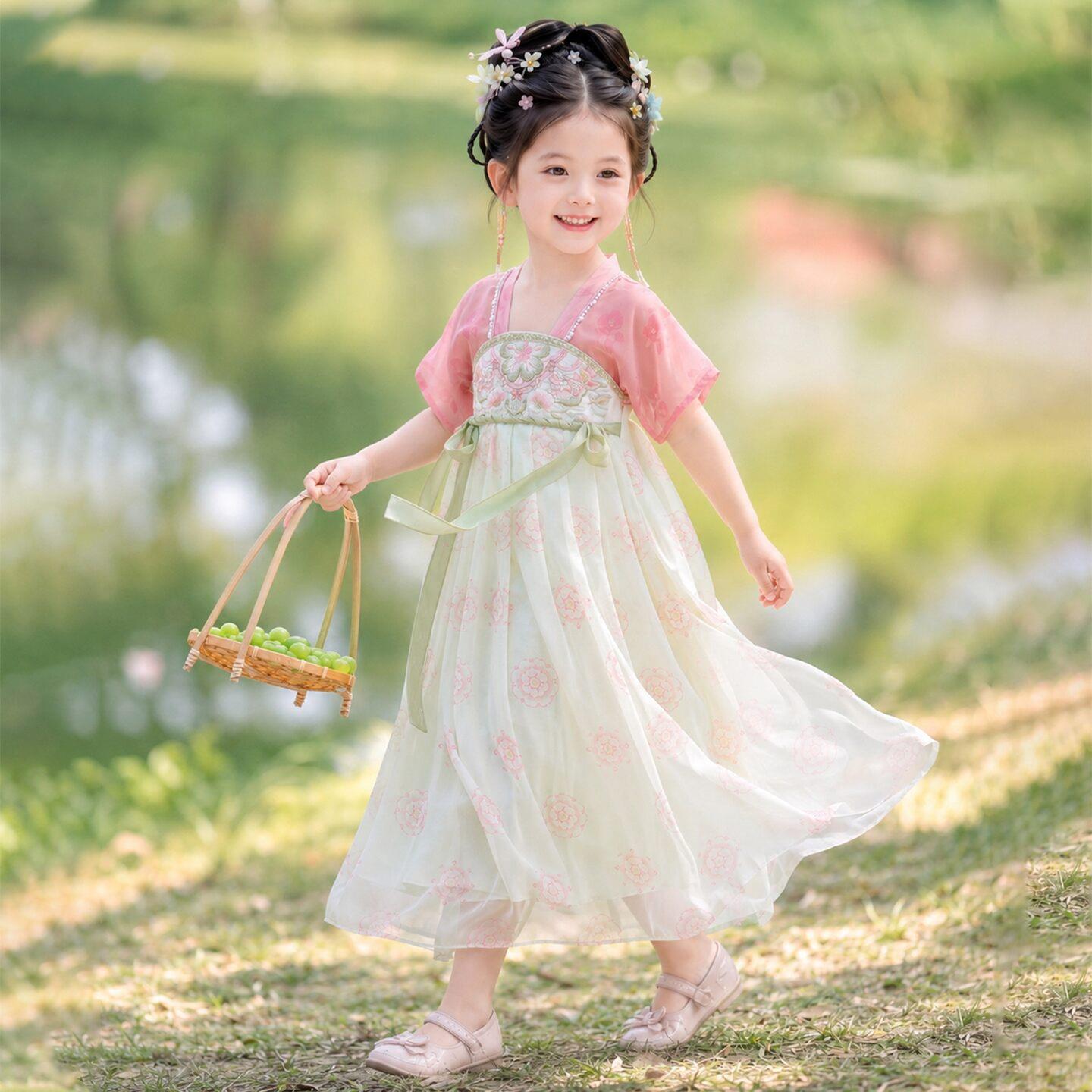 汉服女童2026夏季新款儿童古装国风公主连身裙女宝宝薄款古风裙子