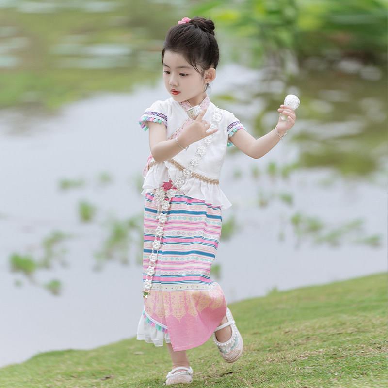 女童民族风服装洋装夏款儿童少数民族舞蹈表演服小女孩傣族服饰