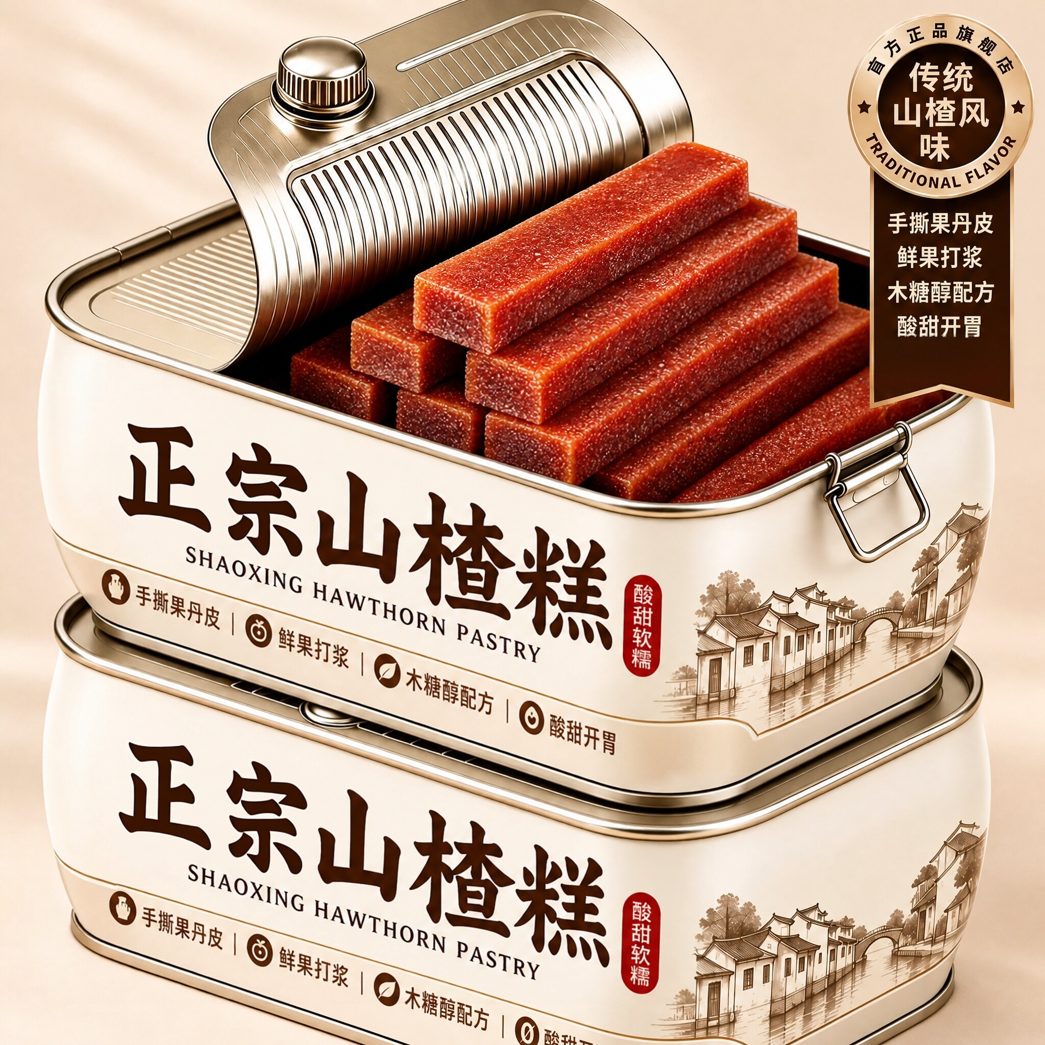 纯天然山楂糕臻食材旗舰店木糖醇山楂条酸甜开胃儿童独立小包装