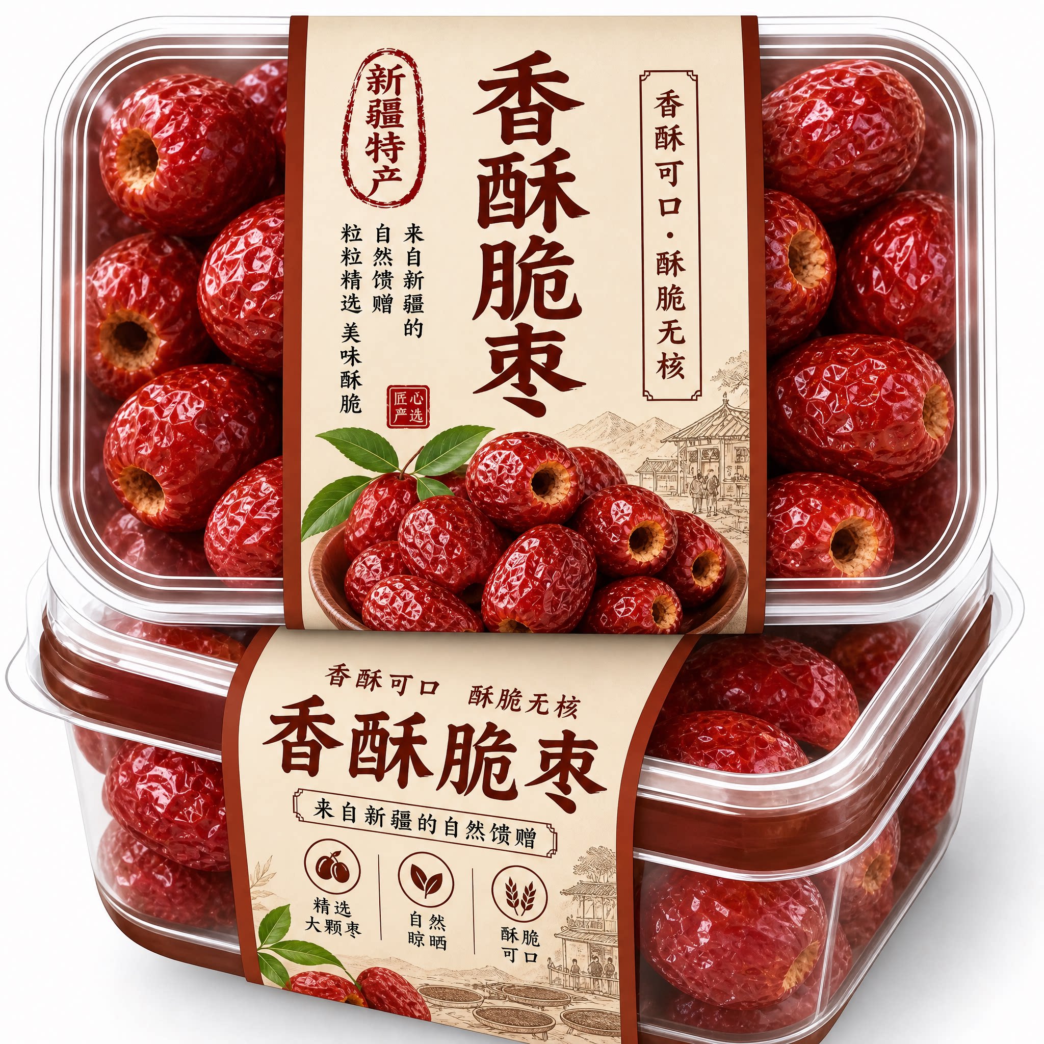 香酥脆枣官方旗舰店新疆特产和田大枣去核干枣嘎嘣脆零食独立包装