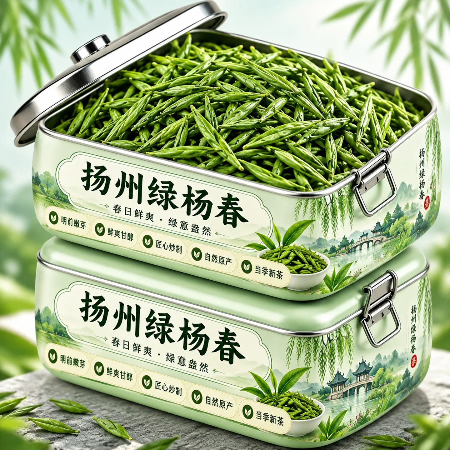 江苏扬州特产绿杨春仪征2026明前特级捺山头采新茶正宗罐装绿茶叶