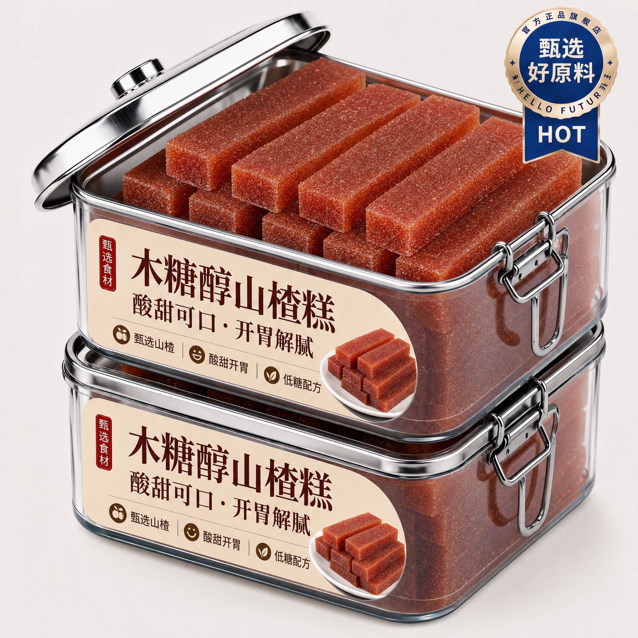 纯天然山楂糕臻食材旗舰店木糖醇山楂条酸甜开胃儿童独立小包装