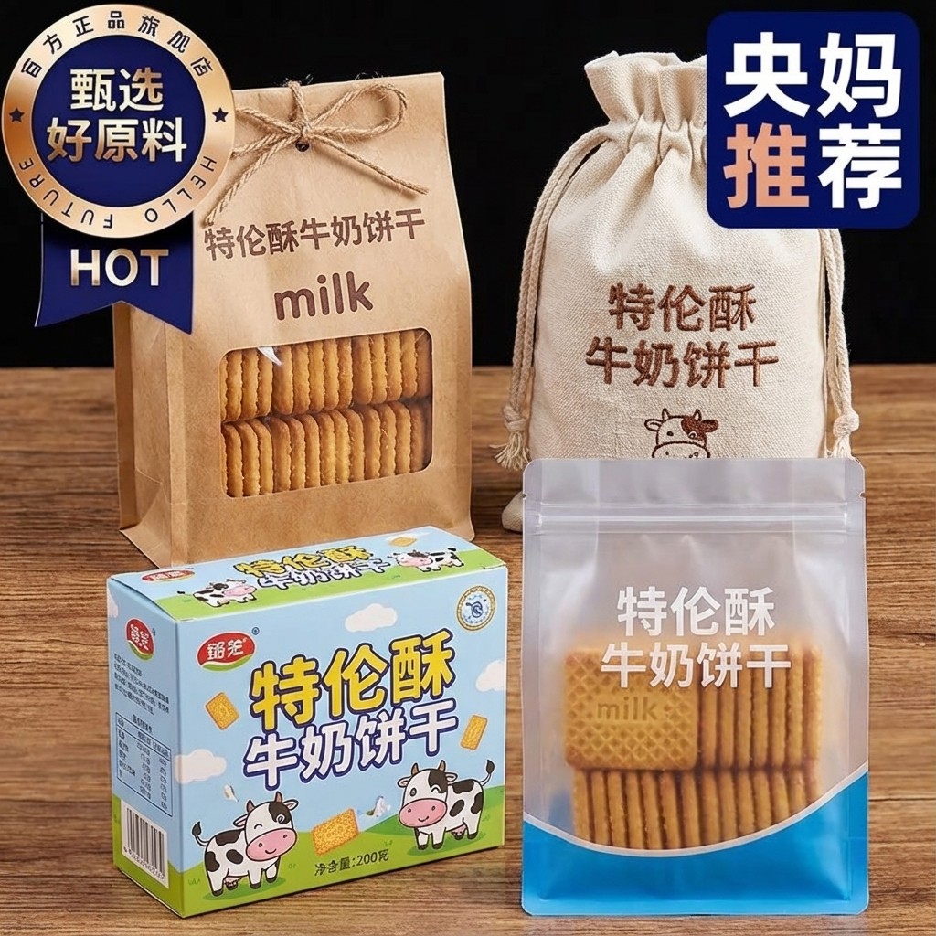 牛奶饼干特浓俄罗斯原装进口特仑苏老式高钙饼干无糖代餐休闲零食