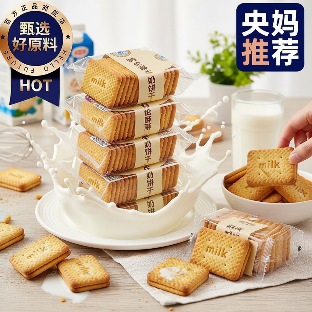 牛奶饼干特浓俄罗斯原装进口特仑苏老式高钙饼干无糖代餐休闲零食