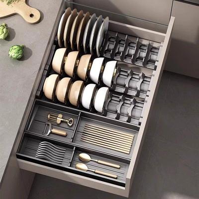 德国厨房抽屉收纳分隔整体橱柜内置分格碗架放刀叉碗筷勺子餐具收