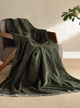 墨绿色床尾巾搭毯酒店民宿沙发床上装饰毯样板间样品屋展示中心软