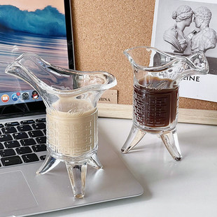 ins创意搞怪秦始皇奶茶杯玻璃杯帝王杯古代三足杯仿古爵杯酒杯子