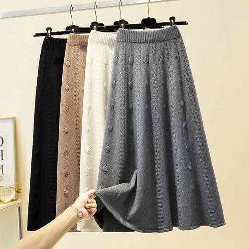 High waisted A-line skirt with large swing高腰半身裙大摆裙女