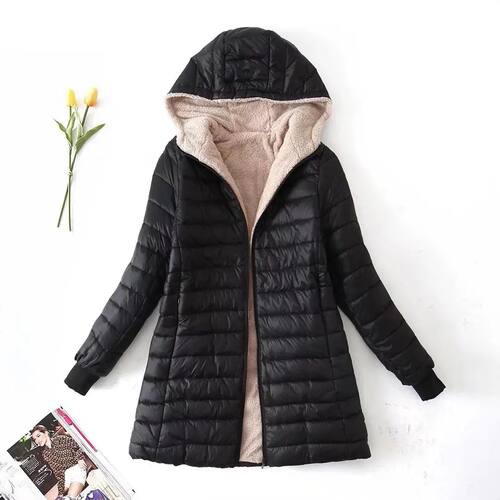 Korean version hooded cotton padded jacket韩版连帽加绒棉衣女