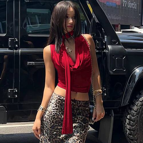 V-neck solid color waist strap for women 女士V领纯色收腰吊带