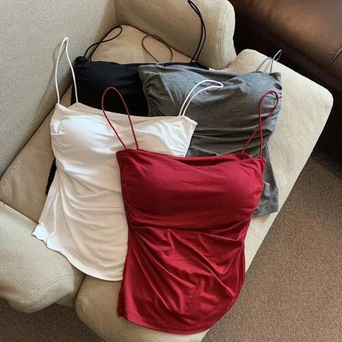 Wrinkle slimming and slimming camisole women褶皱修身显瘦吊带