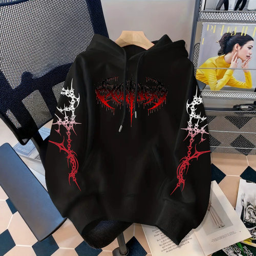 连帽印花卫衣宽松外套Hooded Printed Sweatshirt Loose Jacket