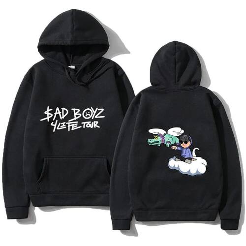 printed loose long sleeved hooded sweatshirt宽松长袖连帽卫衣