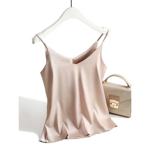 V-neck solid color loose sleeveless topV领纯色宽松无袖上衣女