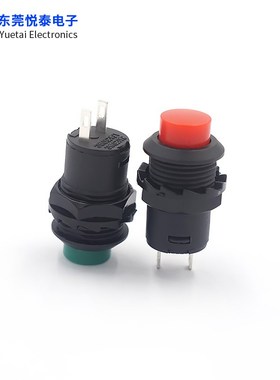 DS-425自锁开孔12MM2脚 红 绿色 带锁 点动圆形按钮开关 无锁5色