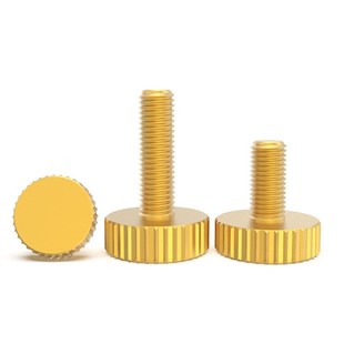 黄铜平头手拧螺丝非标 滚花大头直纹螺钉螺杆直径M3