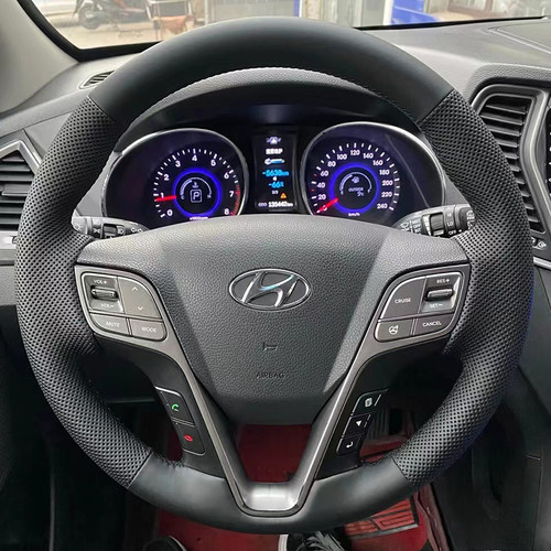 13-17款现代新胜达格越方向盘套