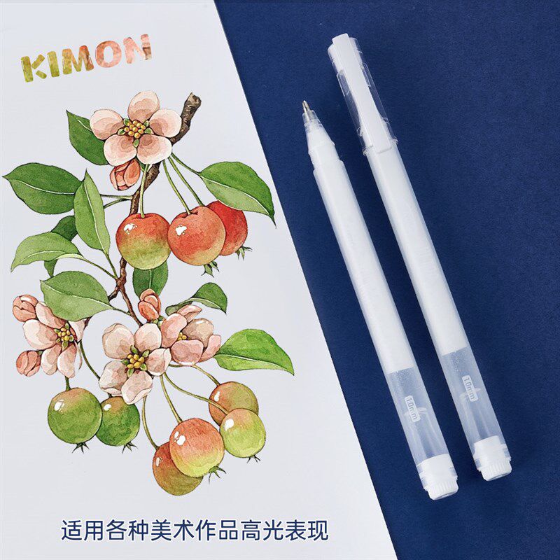 速发白色高光中性笔白丙烯1mm学生美术手绘提亮补光白笔黑纸白字