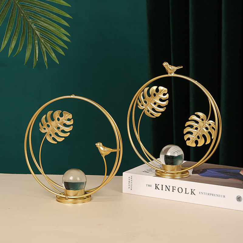 速发轻奢龟背叶水晶球摆件创意小视新艺乔迁铁居客厅电鸟柜装饰品,家居饰品,装饰摆件,淘宝优惠券,粉丝福利购,淘宝优惠卷