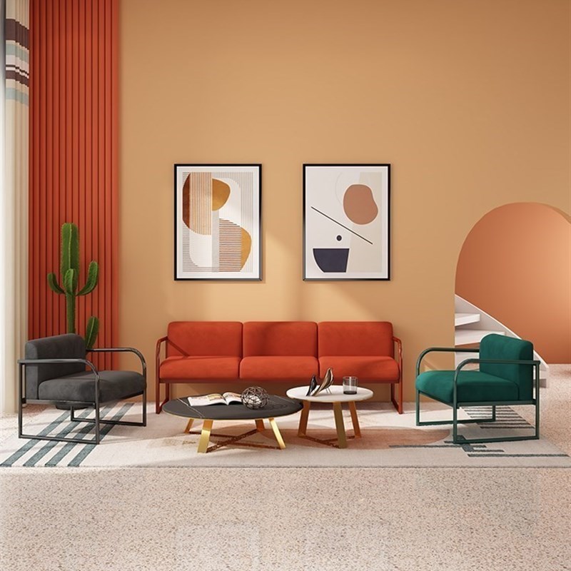 速发铁艺沙发工业风沙约卡座小沙发服装店沙发发发接待沙简椅组合