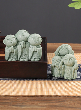 速发国风地藏小砂陀摆件禅意青佛石茶宠鱼缸装景佛像盆景微景观造