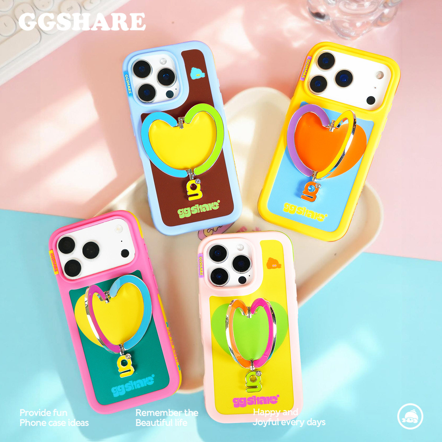 GGSHARE寄居蟹怦怦心动金属支架壳适用苹果17手机壳 iPh