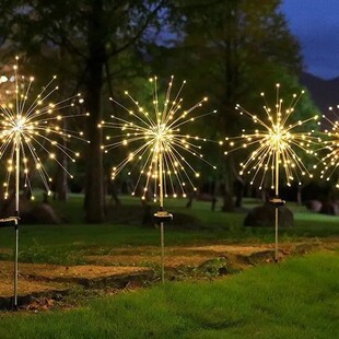七彩地插烟花串装饰草坪室外户外水母户外太阳能灯庭院灯户外灯