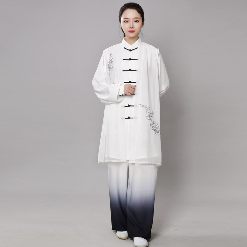 新款新品春秋款太极服祥云手绘三B件套练功服男女武术表演演出服