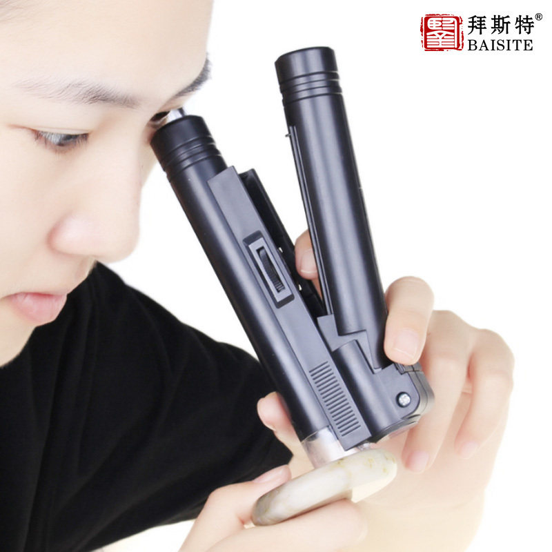 速发邮00倍光带灯镜学玻璃手持显微镜高印刷1票鉴定清便携式