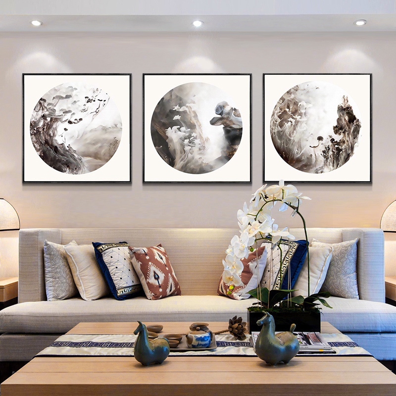 速发抽象装饰画新中式客厅沙发背景壁画玄关走廊卧室餐厅酒店组合图片