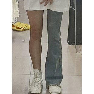 速发微苏大码流胖边裤胯宽大粗辣生裤子甜腿牛仔裤新款