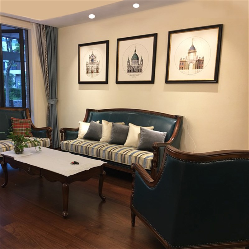 速发美式建筑装饰画客厅有框画沙发背景墙壁画床头画城堡挂画图片