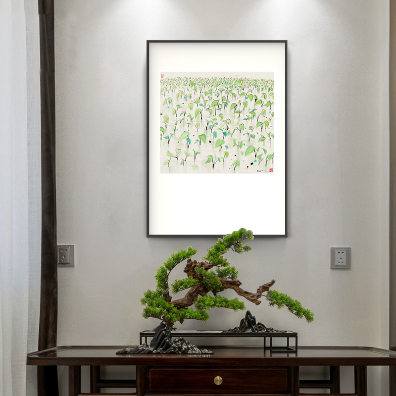 速发新中式抽象装饰画吴冠中水墨风景画餐厅有框壁画禅意茶室艺术图片