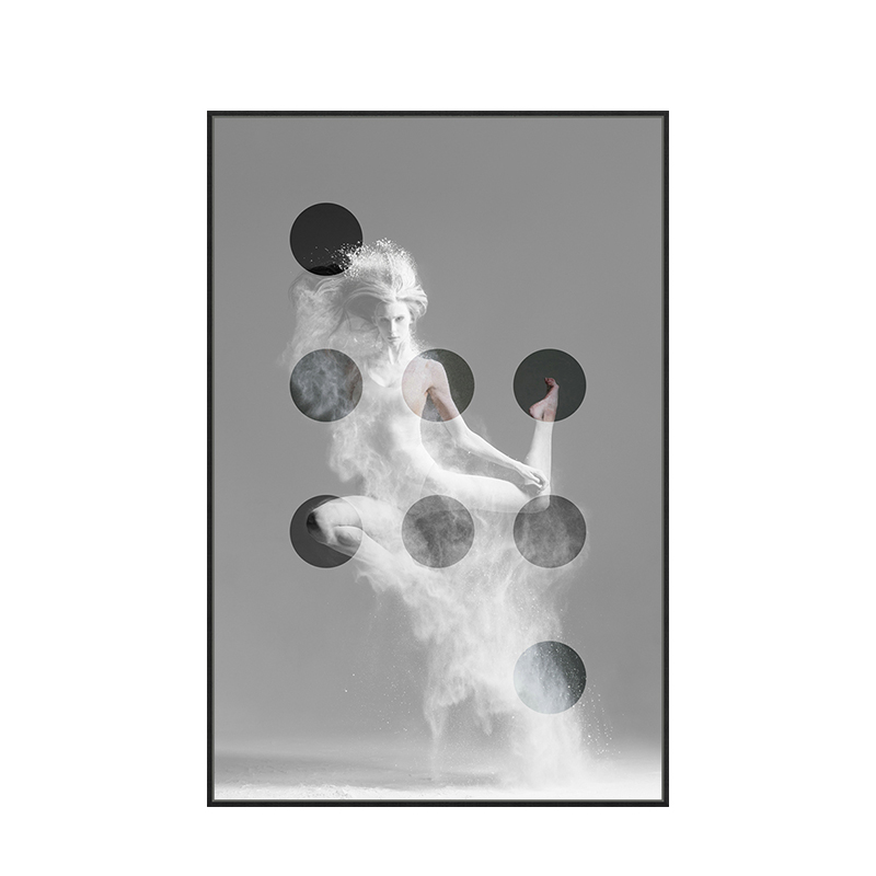 速发简约风格装饰画 人物人体跳舞客厅组合挂画 黑白摄影卧室壁画图片
