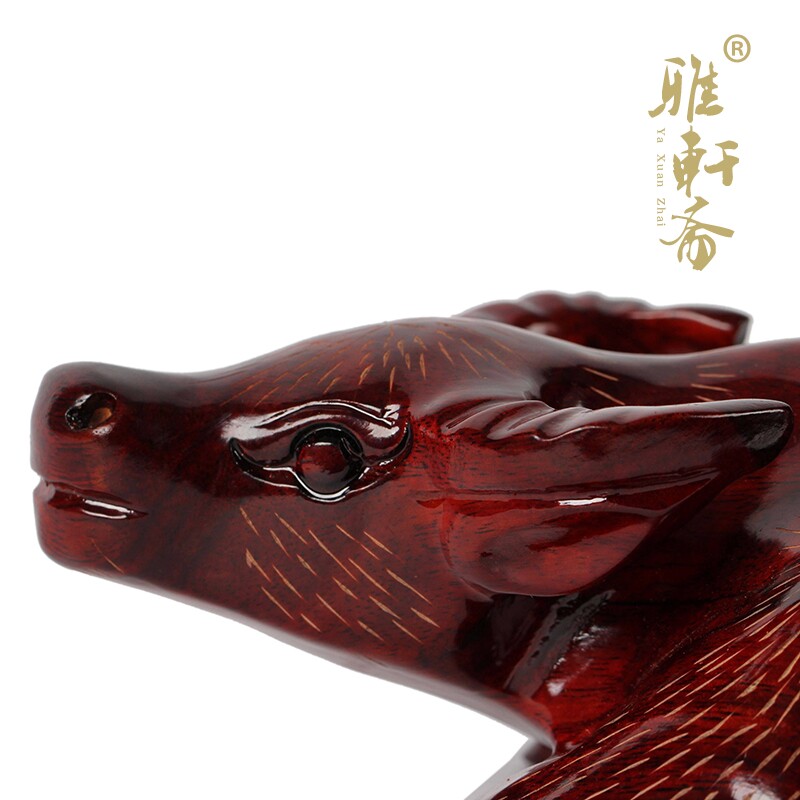速发红木工家品 东木雕牛 实木质生肖件牛艺居玄关摆卧商务礼物摆