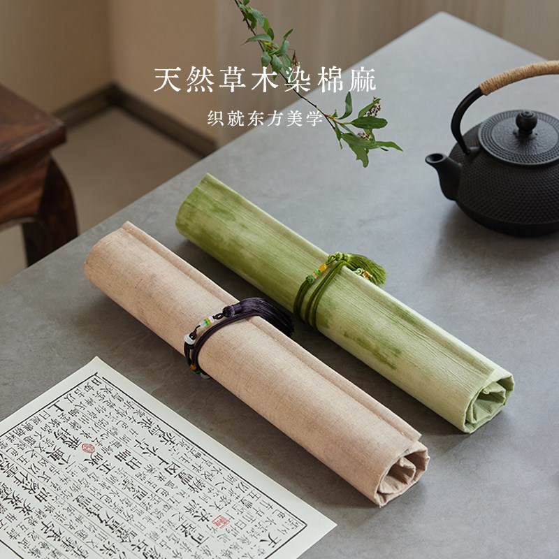 速发新中式毛笔笔帘中国风竹制卷帘高颜值大容量笔袋收纳盒笔袋初