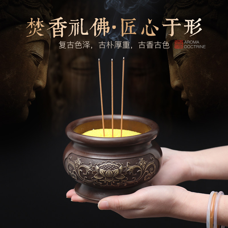 速发铜香炉纯铜烧号供佛檀香炉家用室内供奉供佛具用品大香炉祭祀