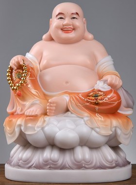 速发汉白家大肚像勒佛佛弥供奉玉用全堂佛笑佛像招财弥勒菩萨摆件