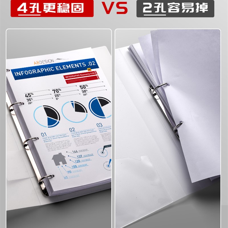 速发四孔a4打孔活页夹打孔器4孔文件夹a4纸夹子资料册收纳透明书