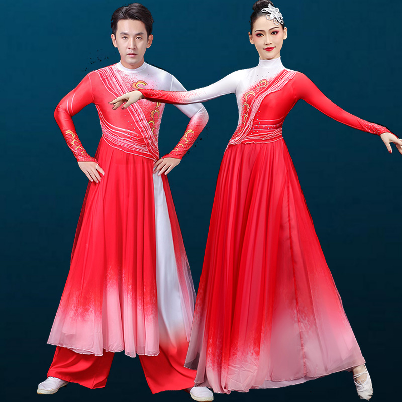 速发场国梦舞蹈服男款古典舞服装演出服歌伴开长裙舞中舞大摆裙