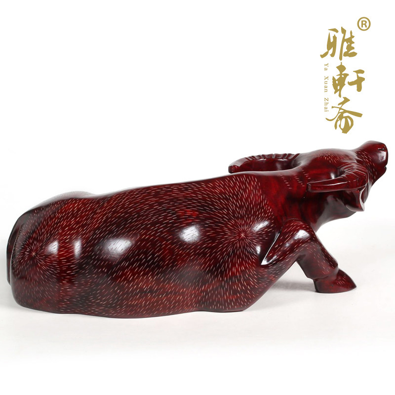 速发T木雕牛摆件玄十二生肖卧牛 红木工艺关木雕刻品 家居饰品 品