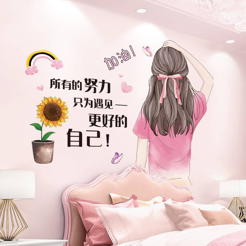 速发床头背景墙贴画公主房间布置墙面装饰贴纸小图案卧室温馨墙纸图片