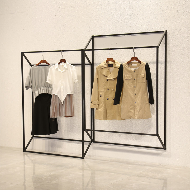 速发挂艺服装店展示架正挂上墙服装架装店装修货架壁挂式侧铁服衣
