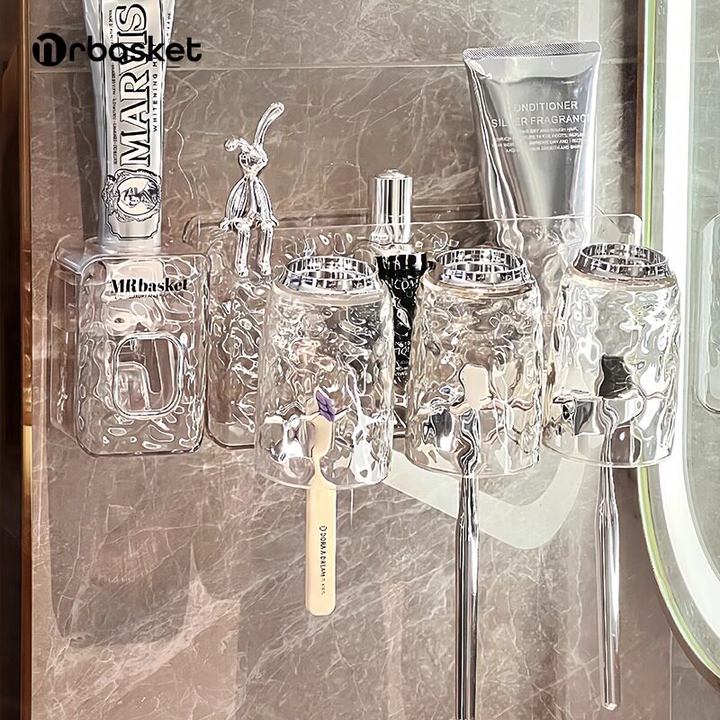 速发牙刷置物架牙颜架子壁挂式器打孔卫生间神免高杯值杯子牙膏收